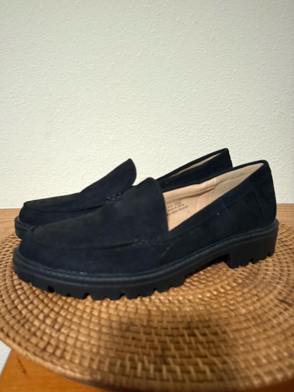 Journee Collection Black Suede Lug Sole Women's Loafers